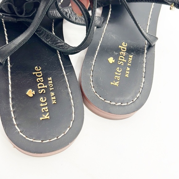 Kate Spade Caryl Black Sandals Roses Rosettes Black size 8 - Picture 7 of 9